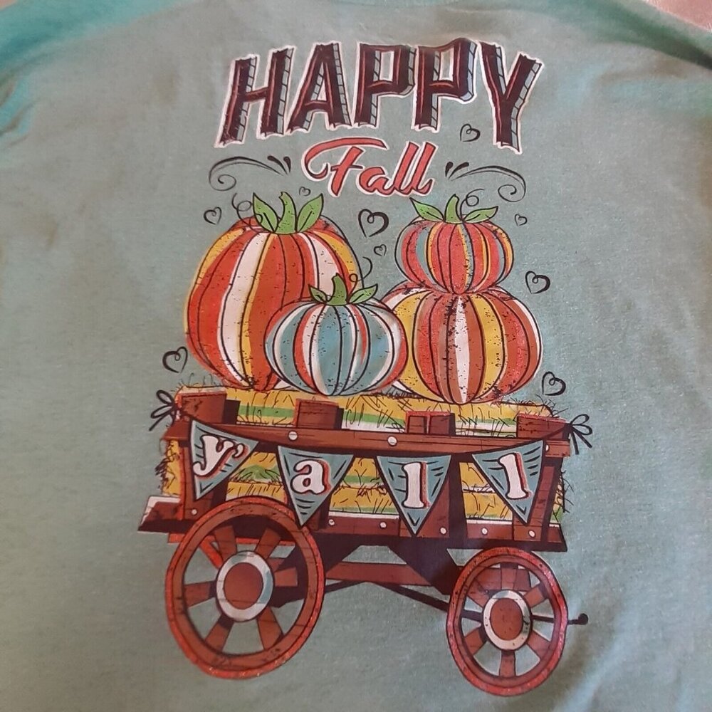 Long Sleeve T-Shirt Mens 2XL Happy Fall Southern Y'All Casual Fun Pumpkin Patch